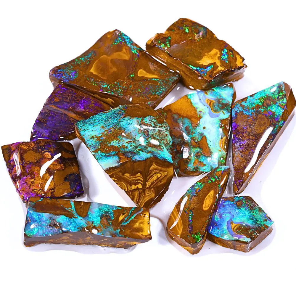 10 Piece Gem Boulder Opal Rubs Parcel 32.6g group shot