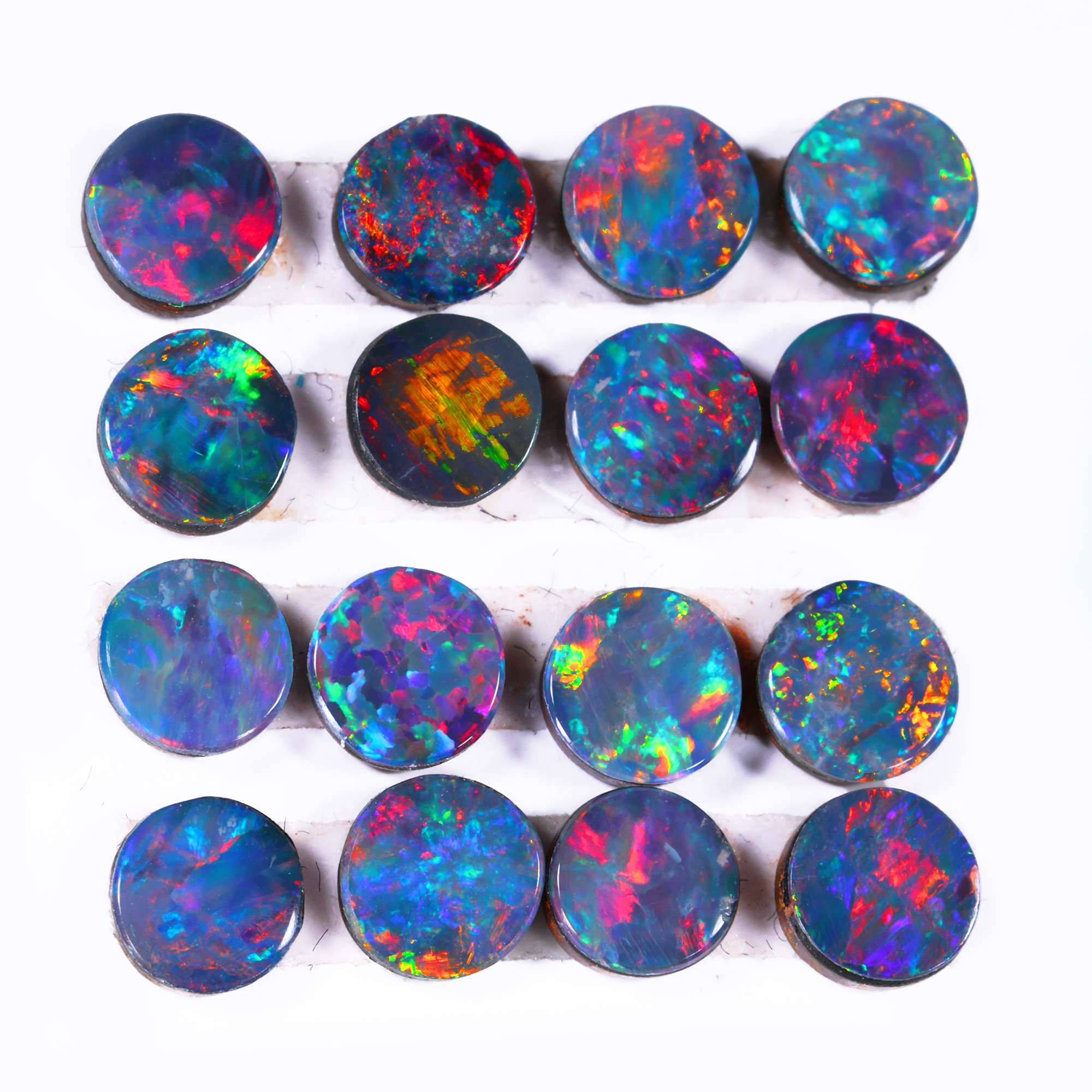 4mm Opal Doublet Calibrated Parcel 16 Stones Rainbow Fire