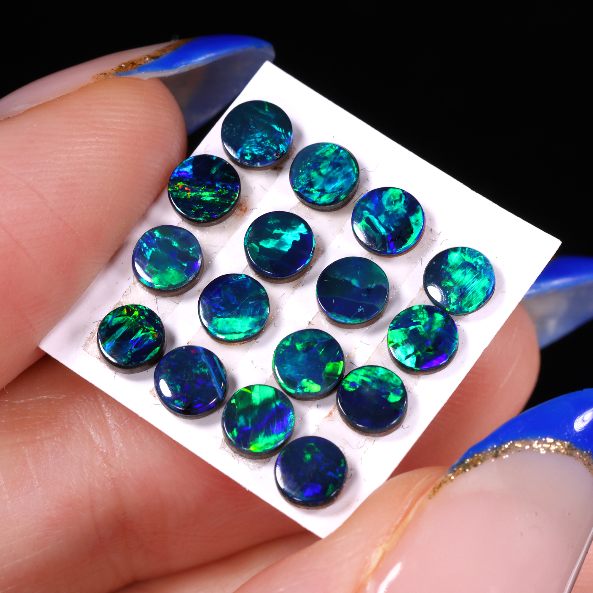 australian-opal-doublet-round-parcel-4mm-green-blue-jewelry-making