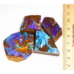 80g boulder opal rubs parcel from Winton, Australia showing intense purple and blue color play through natural ironstone matrix. 100% natural and untreated.