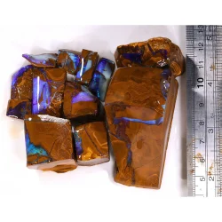 winton boulder opal parcel 220g natural australian opal with ruler showing size and blue matrix color