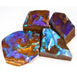 Boulder Opal Rubs Rough Parcel 4 Piece 80g Group Shot