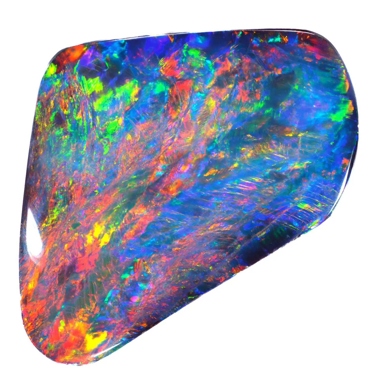Vivid Australian black opal displaying full-spectrum play-of-colour including red, green, blue and gold reflecting strong Australian opal demand in 2026
