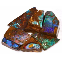 133g boulder opal rubs rough pendant parcel 7pc RP234 - Group Shot