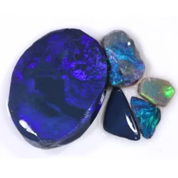 78ct lightning ridge black opal rubs parcel 5pc blue purple teal fire opal galaxy RP224 - Group Shot