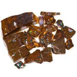 84g rainbow boulder opal matrix rubs rough parcel 19pc RP230 - Group Shot