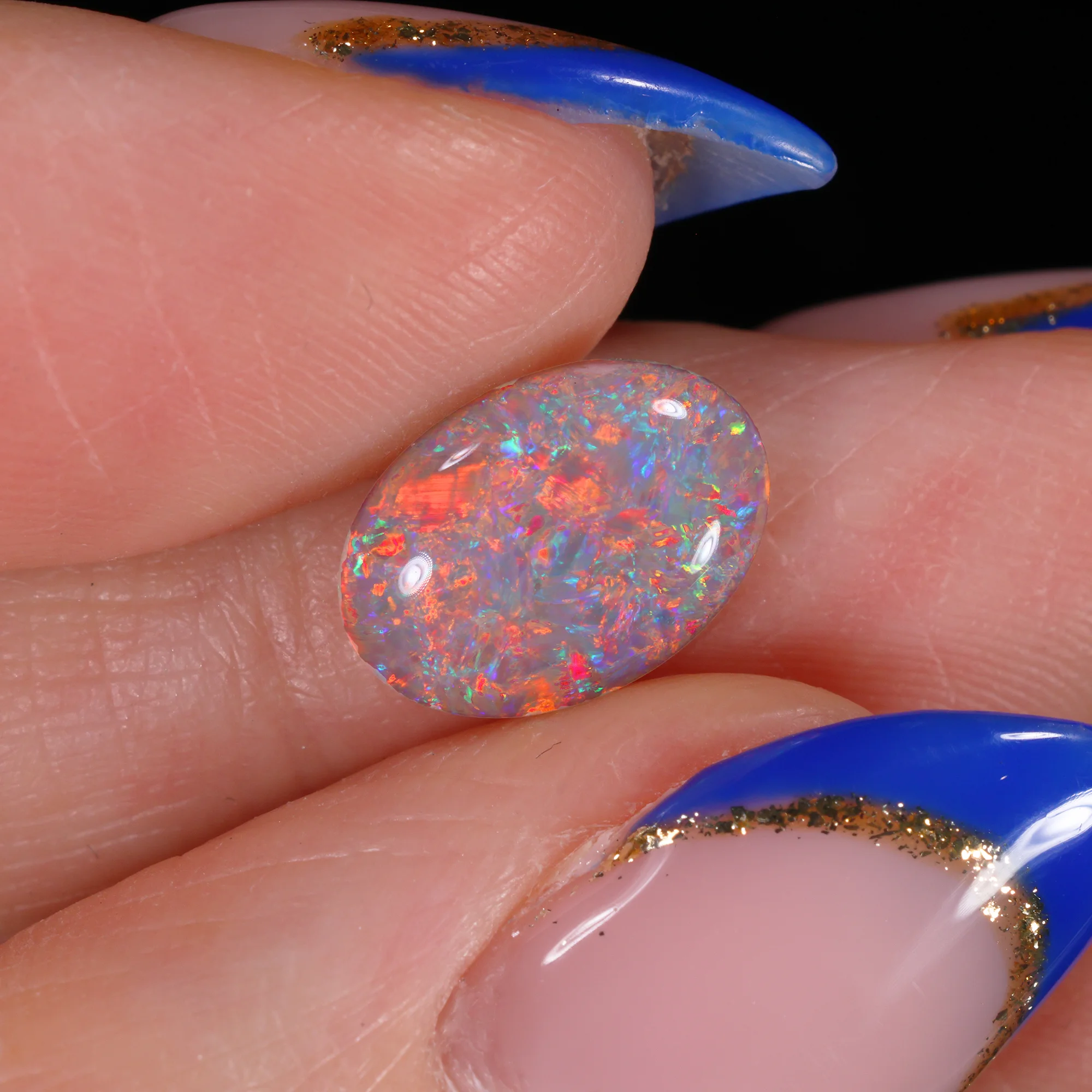 dark opal oval cabochon 1 92ct view two opal galaxy
