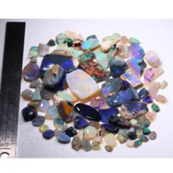 541ct Lightning Ridge opal rubs parcel from Australia showing a large mixed collection of black opal, crystal opal, and white opal. 100% natural and untreated.