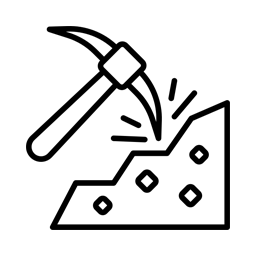 Pickaxe mining gemstones icon representing ethically sourced opals
