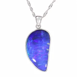 28.5 ct purple and blue boulder opal pendant from Winton Australia set in rhodium plated S925 sterling silver