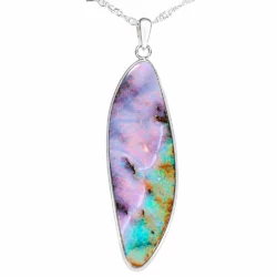 40-4ct-pink-green-boulder-opal-pendant-white-background-nn641 - Front Shot