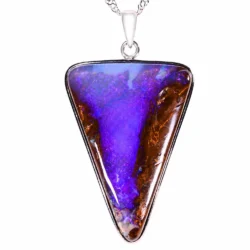 60.4 ct purple boulder opal pendant from Winton Australia with natural brown matrix and S925 sterling silver setting