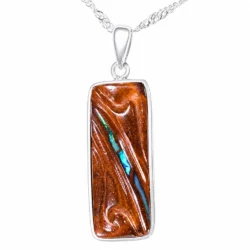 Silver Boulder Opal Pendant Hand Carved 22.9 ct-nn658 - Frotn shot