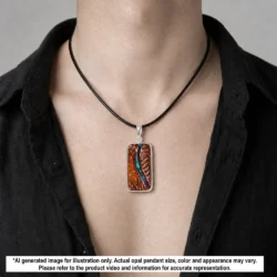 Silver Boulder Opal Pendant Hand Carving 23.5 ct-nn659-black necklace