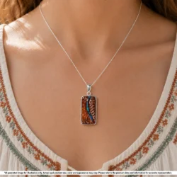 Silver Boulder Opal Pendant Hand Carving 23.5 ct-nn659-silver chain
