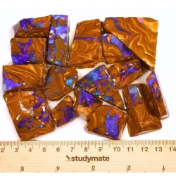 Electric Purple Boulder Opal Rubs 210g Opal Galaxy Ruler View