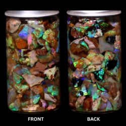 Gem quality pipe Crystal Boulder Opal chips showing bright rainbow fire and multicolor play of color under LED lighting