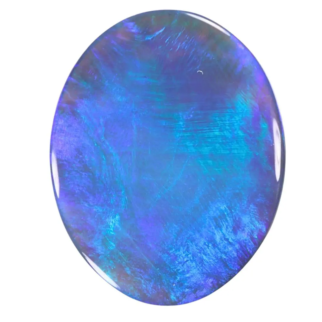 Natural Lightning Ridge black opal 6.87ct oval with ocean blue and green color front view