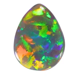 Natural solid dark opal 1.66ct from Wee Warra Field Lightning Ridge displaying vibrant multicolor patchwork with bright green, orange and yellow flashes.