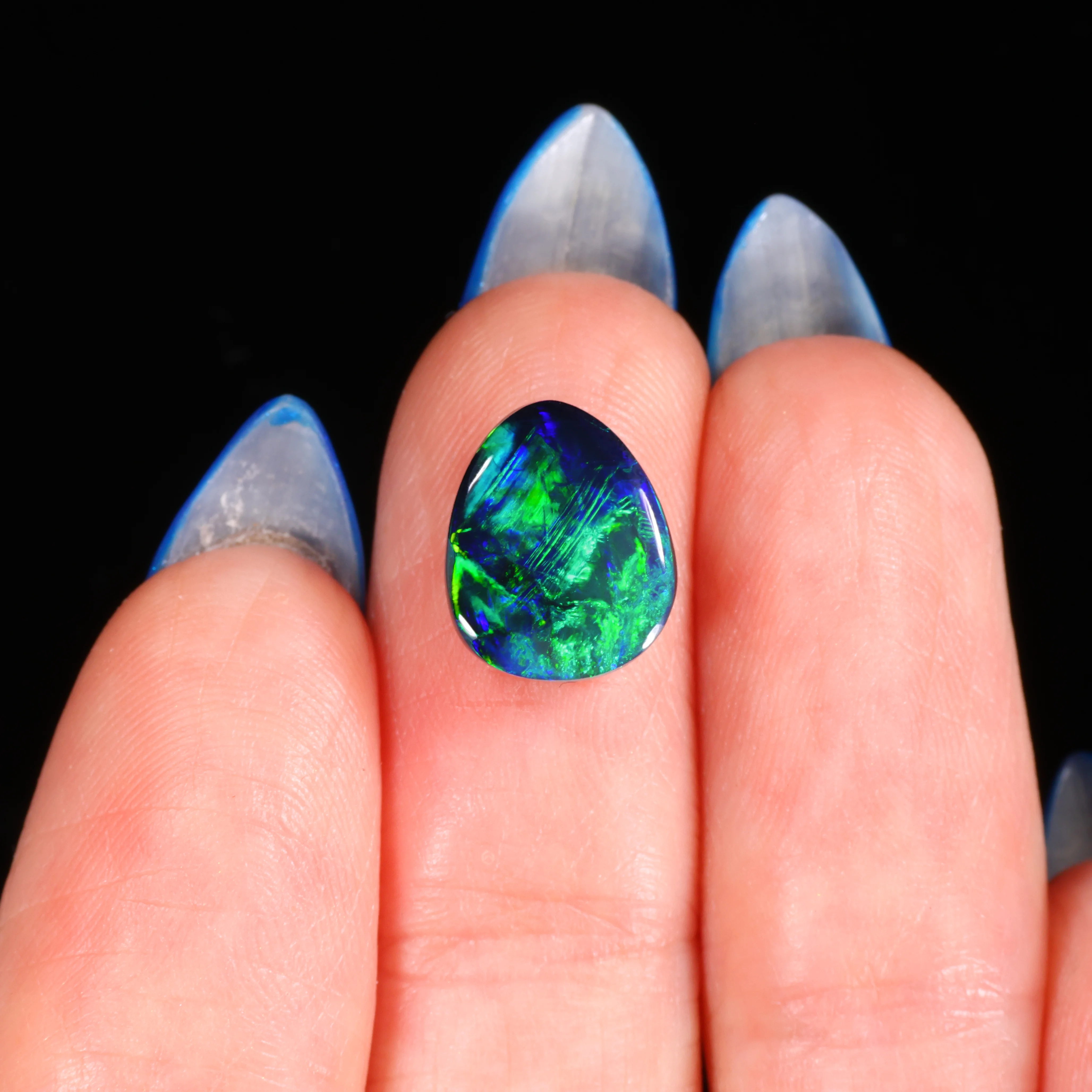 neon cyan yellow black opal ring stone 2 61ct opal galaxy