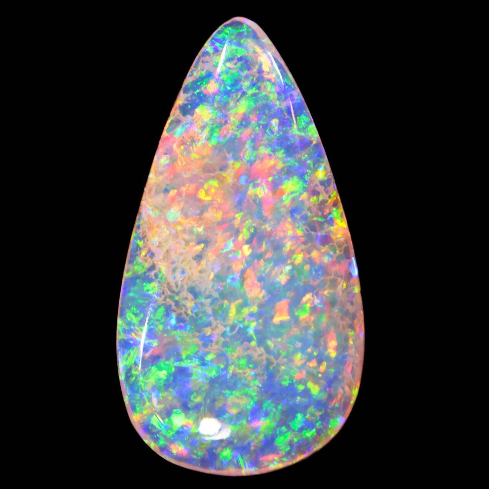 Multi Color Fire Teardrop Double Sided Crystal Boulder Opal 2.1 ct