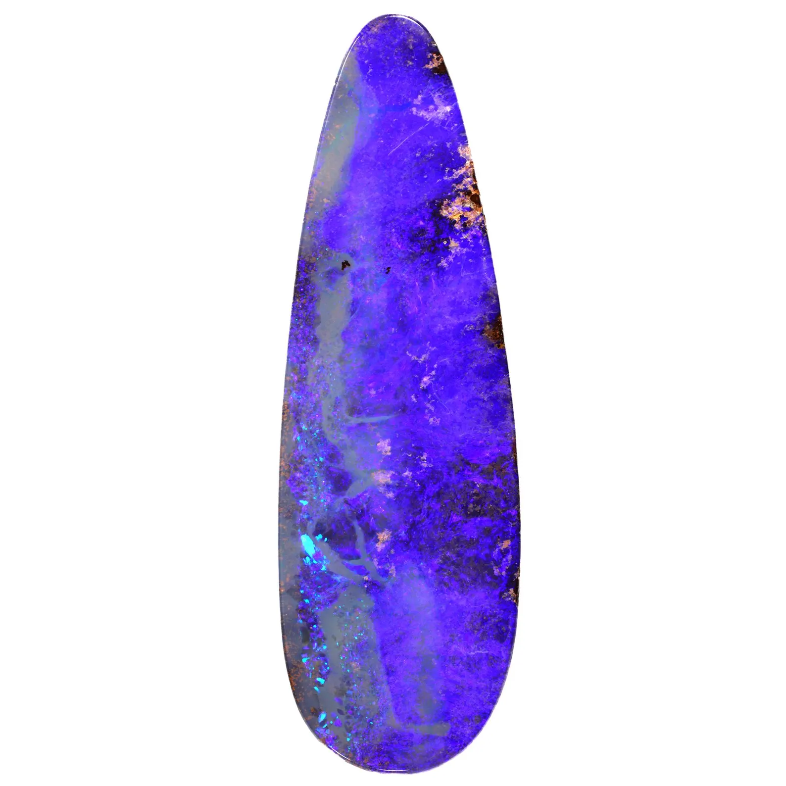 Australian Boulder Opal: Teardrop Cabochon, 21.84ct Vivid Fire