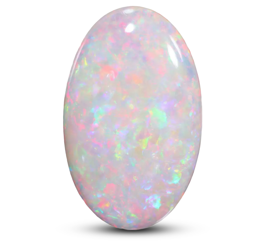 White opal collection showing natural Australian white opals with soft multicolor fire