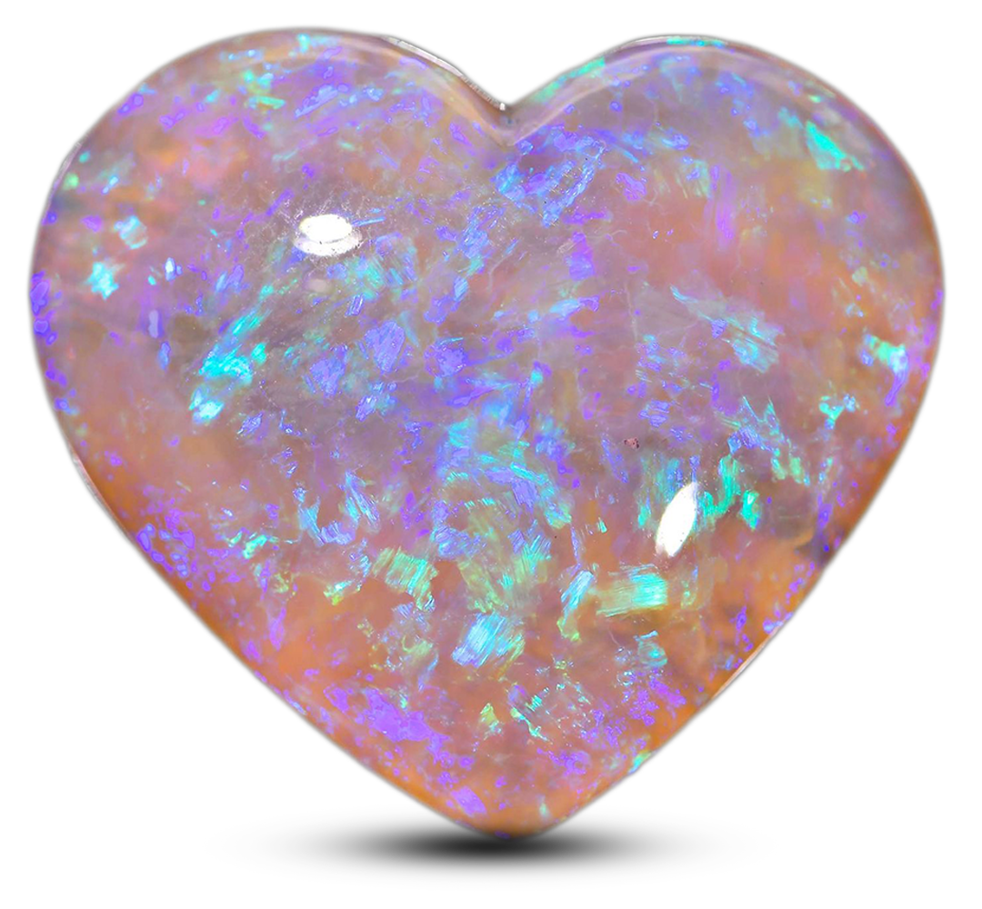 Heart shaped opal collection displaying natural Australian opals cut in heart designs
